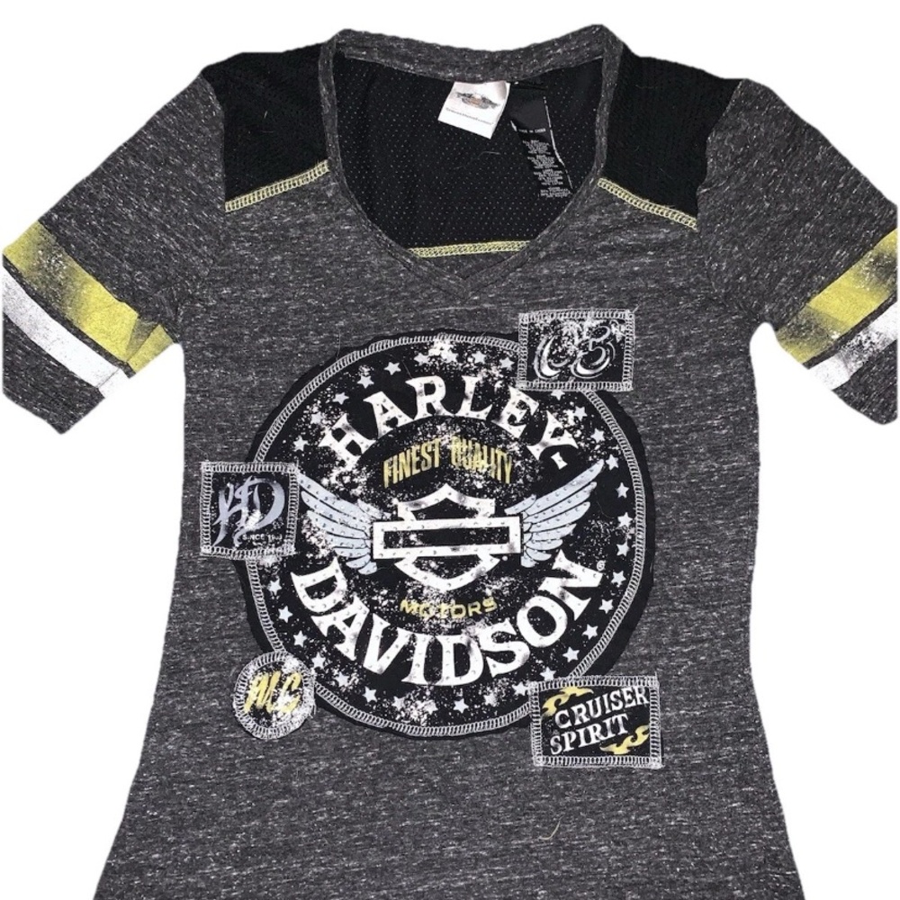 Harley Davidson Motorcycle Cruiser Spirit Mesh Back Graphic Tee T Shirt Size Sm